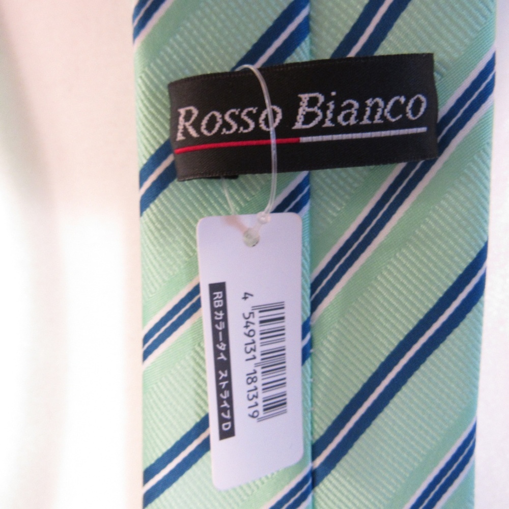 NWT Rosso Bianco Green Blue Striped Necktie Tie - Picture 5 of 7